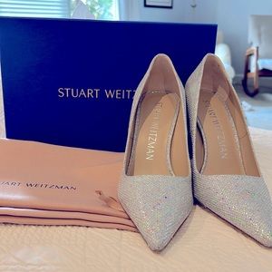 Brand NEW - Stuart Weitzman STUART 100 Pump in metallic silver Crystal - Size 9B